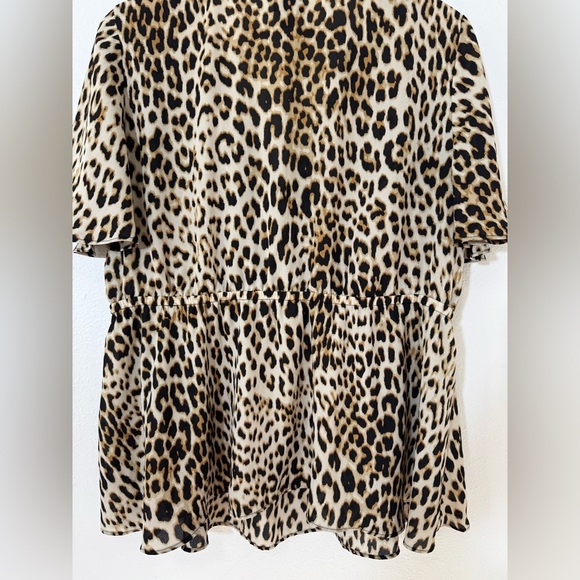 Worthington Leopard Print Flutter Sleeve Peplum Blouse (0X) - Picture 10 of 14